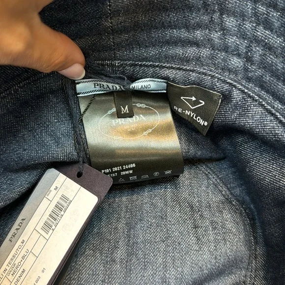 Prada Black Bucket Hat black nylon with denim medium